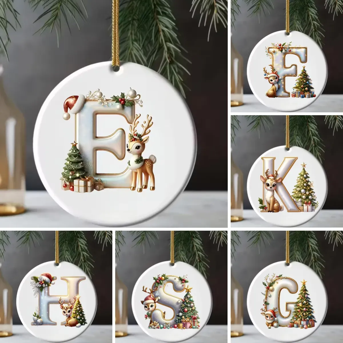 Personalized Reindeer Letter Ornament